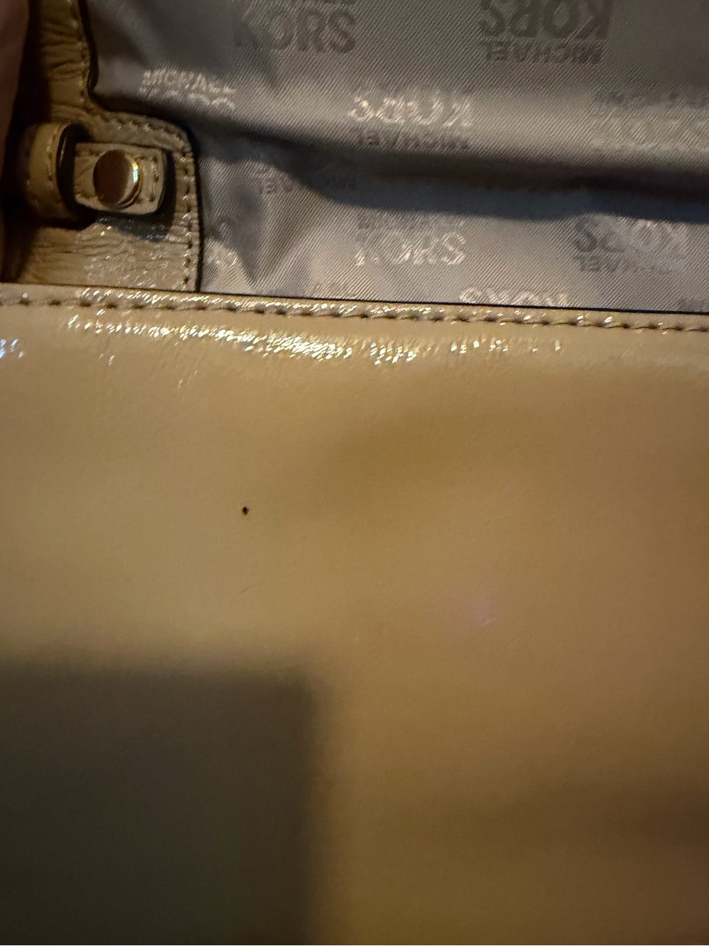 Michael Kors Tan Patent Leather Clutch with Removable Shoulder Strap - Picture 7 of 12